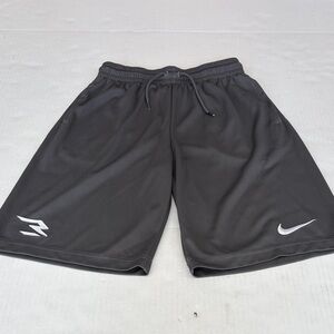 Nike Boys Gray Athletic Shorts with White Swoosh and 3 Brand